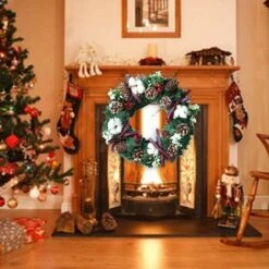 LECHUANG Couronne De Noel Porte, Sapin De Noel Guirlande De Noel Decoration De Noel Exterieur Avec Décoration De Noël Illuminé, 30CM Christmas Wreath GrooFoo (c) -Lemax Decor Magasin 100170761 5