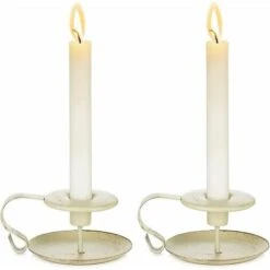 Rétro Bougeoirs En Fer Chamberstick, Bougeoir Conique Pour Tables, Chandelier Vintage Pour La Noël Halloween Fête Mariage À Manger Cadeau De Pendaison De Crémaillère-2 Pièces