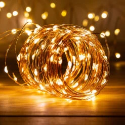 Guirlande LED Cuivre 10M - Bobine 10M Guirlande Lumineuse LED - Guirlande LEDs Pour Deco Chambre, Déco De Noël, Ambiance Poétique Et Romantique -Lemax Decor Magasin 10407469 5