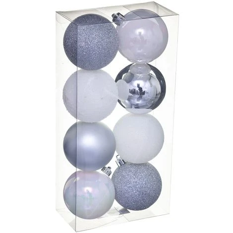 Kit De Décorations Pour Sapin De Noël - 8 Pièces - Argent Et Blanc - Diam. 7 3 Kit De Décorations Pour Sapin De Noël - 8 Pièces - Argent Et Blanc - Diam. 7