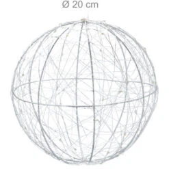 Relaxdays Boule Décorative LED, Décoration Intérieure Fenêtre, Sphère Lumineuse, à Piles, Noël, Diamètre 20 Cm, Argenté 10 Relaxdays Boule Décorative LED, Décoration Intérieure Fenêtre, Sphère Lumineuse, à Piles, Noël, Diamètre 20 Cm, Argenté -Lemax Decor Magasin 19796217 4