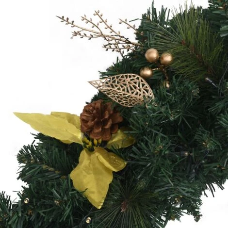 Couronne De Noël Avec Lumières LED Vert 60 Cm PVC VidaXL 7 Couronne De Noël Avec Lumières LED Vert 60 Cm PVC VidaXL – Image 5