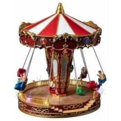 Carrousel Motorisé, Musical Et éclairé - Décoration Village De Noël - Livraison Gratuite