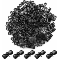 LITZEE 100 Pièces Crochets De Gouttière En Plastique Crochet De Lumière De Noël Crochets à Pince En Forme S Pour La Fête Des Guirlandes De Décoration De Toit De Cour (Noir)