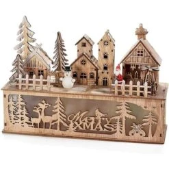 Village De Noël Lumineux En Bois, LED Blanche Chaude, Paysage Naturel En Bois Cm 30 X 10 X 20,5 H 7 Village De Noël Lumineux En Bois, LED Blanche Chaude, Paysage Naturel En Bois Cm 30 X 10 X 20,5 H -Lemax Decor Magasin 39428752 3