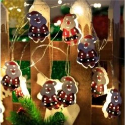 Guirlande Lumineuse LED Père Noël, Chaussettes Rouges En Fer, Boîte à Piles De Noël, Lumières USB, Lumières De Décoration D'arbre De Noël (Père Noël Peint En Fer [modèle De Batterie Toujours Allumé] 2 Mètres 10 Lumières)