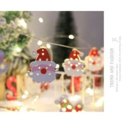 Guirlande Lumineuse LED Père Noël, Chaussettes Rouges En Fer, Boîte à Piles De Noël, Lumières USB, Lumières De Décoration D'arbre De Noël (Père Noël Peint En Fer [modèle De Batterie Toujours Allumé] 2 Mètres 10 Lumières) -Lemax Decor Magasin 40296227 4
