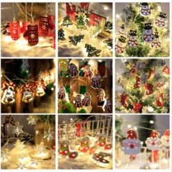 Guirlande Lumineuse LED Père Noël, Chaussettes Rouges En Fer, Boîte à Piles De Noël, Lumières USB, Lumières De Décoration D'arbre De Noël (Père Noël Peint En Fer [modèle De Batterie Toujours Allumé] 2 Mètres 10 Lumières) -Lemax Decor Magasin 40296227 5