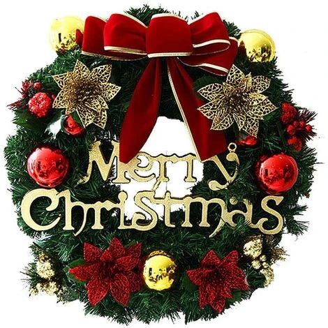 Couronne De Noël, Couronne De Noël Avec Des Boules Couronne De Noël Couronne De Décoration De Noël à La Main, 30CM, Fleur Rouge 3 Couronne De Noël, Couronne De Noël Avec Des Boules Couronne De Noël Couronne De Décoration De Noël à La Main, 30CM, Fleur Rouge