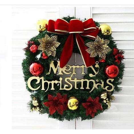 Couronne De Noël, Couronne De Noël Avec Des Boules Couronne De Noël Couronne De Décoration De Noël à La Main, 30CM, Fleur Rouge 4 Couronne De Noël, Couronne De Noël Avec Des Boules Couronne De Noël Couronne De Décoration De Noël à La Main, 30CM, Fleur Rouge – Image 2