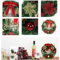 Couronne De Noël, Couronne De Noël Avec Des Boules Couronne De Noël Couronne De Décoration De Noël à La Main, 30CM, Fleur Rouge 10 Couronne De Noël, Couronne De Noël Avec Des Boules Couronne De Noël Couronne De Décoration De Noël à La Main, 30CM, Fleur Rouge -Lemax Decor Magasin 40296272 4