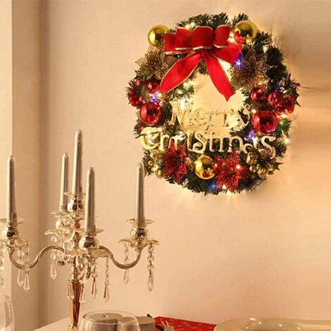Couronne De Noël, Couronne De Noël Avec Des Boules Couronne De Noël Couronne De Décoration De Noël à La Main, 30CM, Fleur Rouge 7 Couronne De Noël, Couronne De Noël Avec Des Boules Couronne De Noël Couronne De Décoration De Noël à La Main, 30CM, Fleur Rouge – Image 5