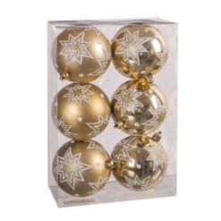 Set De 6 Boules De Noël Dorées étoiles - 10cm