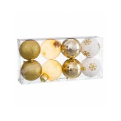 Set De 8 Boules De Noël Dorées - 8cm