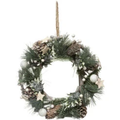 Feeric Christmas - Couronne De Noël En Bois Avec Branches Et Déco Cocon Nature D 32 Cm