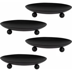 Bougeoirs Détenteur, Chandelier Vintage En Fer Forge Plateau Retro Candélabres, Support De Bougie De Pilier Decoration De Table Pour LED Et Cire, Spa, Mariages, Fête, Noël, Halloween (4 Pièces)