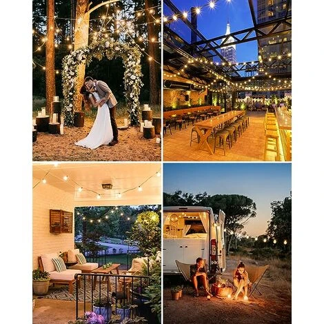 Guirlande Lumineuse Extérieure,15M Guirlande Guinguette LED G40 Ampoules 25+1 Rechange,Guirlande Exterieur Étanche,Guirlande Decorative Raccordable Pour Jardin,Fête,Soirée,Terrasse,Noël,Blanc Chaud 4 Guirlande Lumineuse Extérieure,15M Guirlande Guinguette LED G40 Ampoules 25+1 Rechange,Guirlande Exterieur Étanche,Guirlande Decorative Raccordable Pour Jardin,Fête,Soirée,Terrasse,Noël,Blanc Chaud – Image 2