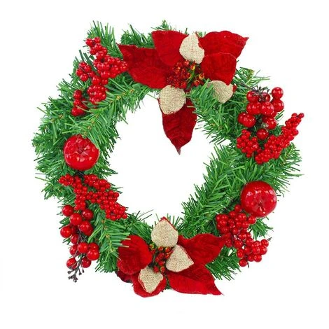 Couronne De Porte De Noël Ronde De 35 Cm Avec Décorations Rouges 3 Couronne De Porte De Noël Ronde De 35 Cm Avec Décorations Rouges