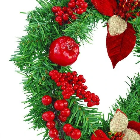 Couronne De Porte De Noël Ronde De 35 Cm Avec Décorations Rouges 4 Couronne De Porte De Noël Ronde De 35 Cm Avec Décorations Rouges – Image 2
