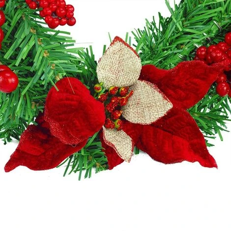 Couronne De Porte De Noël Ronde De 35 Cm Avec Décorations Rouges 5 Couronne De Porte De Noël Ronde De 35 Cm Avec Décorations Rouges – Image 3