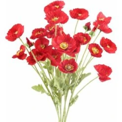 ZOLGINAH 6PCS Fleur Artificielle Rouge Coquelicot Bouquet Fleur Artificielle En Soie Pour Déco Fête De Noël Vase Maison Table Hiver-60cm