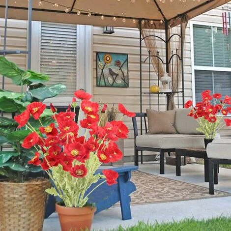 ZOLGINAH 6PCS Fleur Artificielle Rouge Coquelicot Bouquet Fleur Artificielle En Soie Pour Déco Fête De Noël Vase Maison Table Hiver-60cm 7 ZOLGINAH 6PCS Fleur Artificielle Rouge Coquelicot Bouquet Fleur Artificielle En Soie Pour Déco Fête De Noël Vase Maison Table Hiver-60cm – Image 5