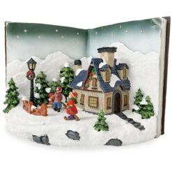 Livre Gris Village De Noël Avec Lumières Sons Mouvement 31Lx19Px21Hcm -Lemax Decor Magasin 59508554 2