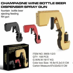 Pistolet à Champagne, Pistolet à Bière/Pistolet à Alcool Calibre Réglable Forme De Requin En Plastique Pour Fête/Club/Bar/Pub/Festival/Anniversaire/Mariage/Noël/Bar Atmosphère Props - Or -Lemax Decor Magasin 59867775 5