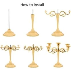 DENUOTOP Candélabres Bougeoir Bougeoir à 5 Bras Bougeoir Bougeoir Comme Décoration De Table Pour Noël Et Thanksgiving (argent) -Lemax Decor Magasin 60005343 3