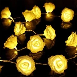 DENUOTOP Intérieur Lumineuse Rose 3M 20 LED À Piles De Lumière Fleur Décoration Atmosphère Romantique Pour Intérieur Maison Jardin Chambre Mariage Fête La Saint Valentin Noël, Blanc Chaud -Lemax Decor Magasin 60005698 4
