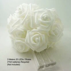 DENUOTOP Intérieur Lumineuse Rose 3M 20 LED À Piles De Lumière Fleur Décoration Atmosphère Romantique Pour Intérieur Maison Jardin Chambre Mariage Fête La Saint Valentin Noël, Blanc Chaud -Lemax Decor Magasin 60005698 5