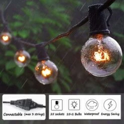 ZOLGINAH Guirlande Lumineuse Exterieur, G40 7,5M Guirlande Lumineuse LED Avec 25Ampoules & 2 De Rechange,IP44 Étanche, Décoration Intérieur Et Extérieur Pour Noël Mariage Fête Jardin Patio Terrasse -Lemax Decor Magasin 60651898 3