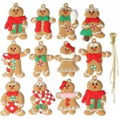 Déstockage 12pcs Ornements D'arbre De Noël Ornements Traditionnels D'arbre De Noël D'homme De Pain D'épice (homme En Pain D'épice A)