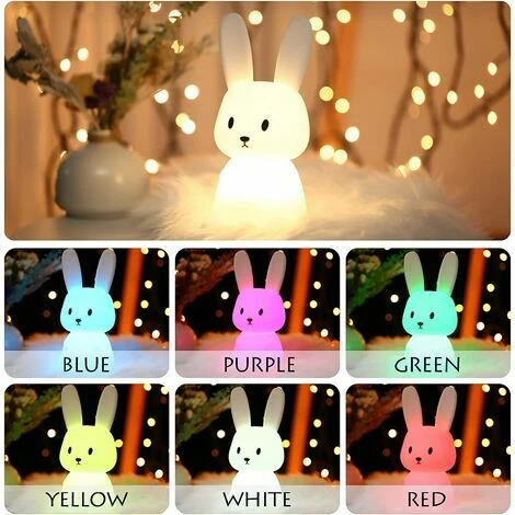 Lapin Veilleuse Bebe Tactile 7 Couleurs USB Rechargeable Peut être Chronométré Veilleuse Enfant Deco Lampe Pour Décoration Noël Chambre Enfant Cadeau D'anniversaire 5 Lapin Veilleuse Bebe Tactile 7 Couleurs USB Rechargeable Peut être Chronométré Veilleuse Enfant Deco Lampe Pour Décoration Noël Chambre Enfant Cadeau D'anniversaire – Image 4