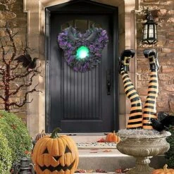 Guirlande De Simulation D'automne 35x35cm En Rotin Automne Couronne De Porte Artificielle,Halloween Noël Pâques Thanksgiving Day Intérieur Extérieur Décoration Suspendue Décoration(A16) -Lemax Decor Magasin 63799831 5