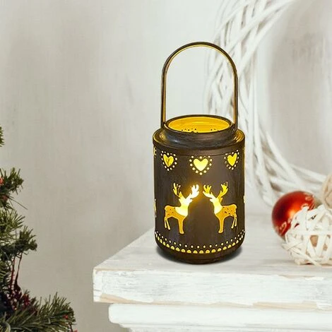 Déstockage Lanterne De Bougie De Noël Rustique, Lanternes De Bougie Pratiques De Ferme Avec Flocon De Neige De Cerf D'arbre Creux Pour Les Ornements De Décor De Festival De Fête, Vieux Cerf 4 Déstockage Lanterne De Bougie De Noël Rustique, Lanternes De Bougie Pratiques De Ferme Avec Flocon De Neige De Cerf D'arbre Creux Pour Les Ornements De Décor De Festival De Fête, Vieux Cerf – Image 2