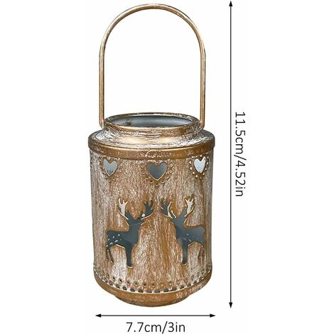 Déstockage Lanterne De Bougie De Noël Rustique, Lanternes De Bougie Pratiques De Ferme Avec Flocon De Neige De Cerf D'arbre Creux Pour Les Ornements De Décor De Festival De Fête, Vieux Cerf 6 Déstockage Lanterne De Bougie De Noël Rustique, Lanternes De Bougie Pratiques De Ferme Avec Flocon De Neige De Cerf D'arbre Creux Pour Les Ornements De Décor De Festival De Fête, Vieux Cerf – Image 4