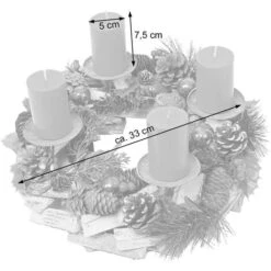 Couronne De L'Avent Décoration De Noël Rond En Bois Ø 33cm Avec 4x Bougies Rouges -Lemax Decor Magasin 66133616 5