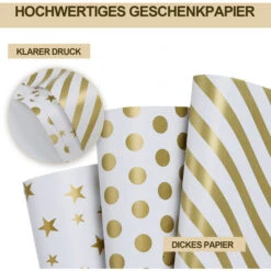 SWANEW Papier Cadeau 18 Rouleaux 50 X 70 Cm Rouleau Cadeau Papier De Noël Motif Bronzant Noël 18 Rouleaux -Lemax Decor Magasin 66991168 3