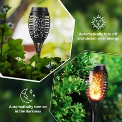 Lot De 6 Lumières Flamme Solaire Extérieure - Lampe Solaire Flamme Vacillante Etanche Lampe Torche Solaire Pour Décoration De Jardin, Patio, Chemins, Pelouse, Halloween, Noël -Lemax Decor Magasin 67310497 3