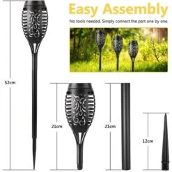 Lot De 6 Lumières Flamme Solaire Extérieure - Lampe Solaire Flamme Vacillante Etanche Lampe Torche Solaire Pour Décoration De Jardin, Patio, Chemins, Pelouse, Halloween, Noël -Lemax Decor Magasin 67310497 4
