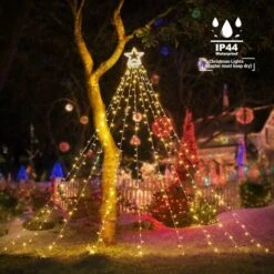 Rideau Lumineux Noël Extérieur - 10.8M 432 LED Guirlande Lumineuse électrique Avec Télécommande, 8 Modes D'éclairage, IP44 étanche, Décoration Noël Extérieur Fenêtre Balcon (Multicolore) -Lemax Decor Magasin 67310503 4