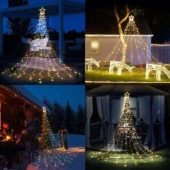 Rideau Lumineux Noël Extérieur - 10.8M 432 LED Guirlande Lumineuse électrique Avec Télécommande, 8 Modes D'éclairage, IP44 étanche, Décoration Noël Extérieur Fenêtre Balcon (Multicolore) -Lemax Decor Magasin 67310503 5