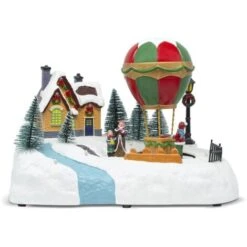 Village De Noël 28x18x18cm 361060 Décoration Avec Lumières, Sons Et Mouvement