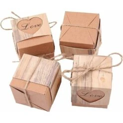 LTS FAFA Contenant Dragees Mariage, 50 Pièces Boite Dragées Mariage Avec Coeur Et Jute En Toile De Jute Pour Bonbons Mariage,Fête, Anniversaire, Noël, Fête De Naissance Et Bricolage -Lemax Decor Magasin 67895154 3