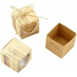 LTS FAFA Contenant Dragees Mariage, 50 Pièces Boite Dragées Mariage Avec Coeur Et Jute En Toile De Jute Pour Bonbons Mariage,Fête, Anniversaire, Noël, Fête De Naissance Et Bricolage -Lemax Decor Magasin 67895154 4