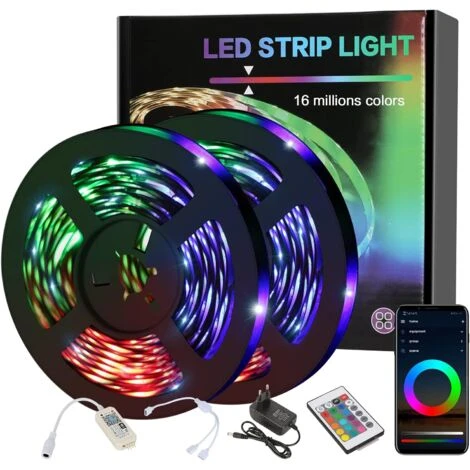 Ruban LED, 10M WIFI Bluetooth Bande LED RGB 12V, Led Ruban Lumineuse Flexible Multicolore Auto-adhésif Avec Télécommande 24 Touches, Pour Maison, Cuisine, Noël, TV, Chambre Décoration 3 Ruban LED, 10M WIFI Bluetooth Bande LED RGB 12V, Led Ruban Lumineuse Flexible Multicolore Auto-adhésif Avec Télécommande 24 Touches, Pour Maison, Cuisine, Noël, TV, Chambre Décoration
