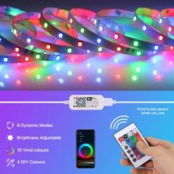 Ruban LED, 10M WIFI Bluetooth Bande LED RGB 12V, Led Ruban Lumineuse Flexible Multicolore Auto-adhésif Avec Télécommande 24 Touches, Pour Maison, Cuisine, Noël, TV, Chambre Décoration 9 Ruban LED, 10M WIFI Bluetooth Bande LED RGB 12V, Led Ruban Lumineuse Flexible Multicolore Auto-adhésif Avec Télécommande 24 Touches, Pour Maison, Cuisine, Noël, TV, Chambre Décoration -Lemax Decor Magasin 67914029 3