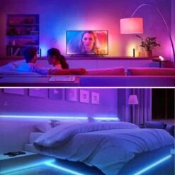 Ruban LED, 10M WIFI Bluetooth Bande LED RGB 12V, Led Ruban Lumineuse Flexible Multicolore Auto-adhésif Avec Télécommande 24 Touches, Pour Maison, Cuisine, Noël, TV, Chambre Décoration 10 Ruban LED, 10M WIFI Bluetooth Bande LED RGB 12V, Led Ruban Lumineuse Flexible Multicolore Auto-adhésif Avec Télécommande 24 Touches, Pour Maison, Cuisine, Noël, TV, Chambre Décoration -Lemax Decor Magasin 67914029 4