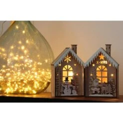 Village De Noël Lumineux En Bois. Lot De 2 Maisons Décoratives De Noël Avec LED H=23cm L=14,5cm, à Poser Ou A Accrocher. -Lemax Decor Magasin 68752323 5